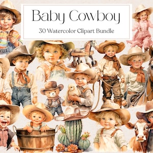 30 babycowboy clipart, aquarel Kid cowboy, westerse clipart, kinderkamer, Instant Download