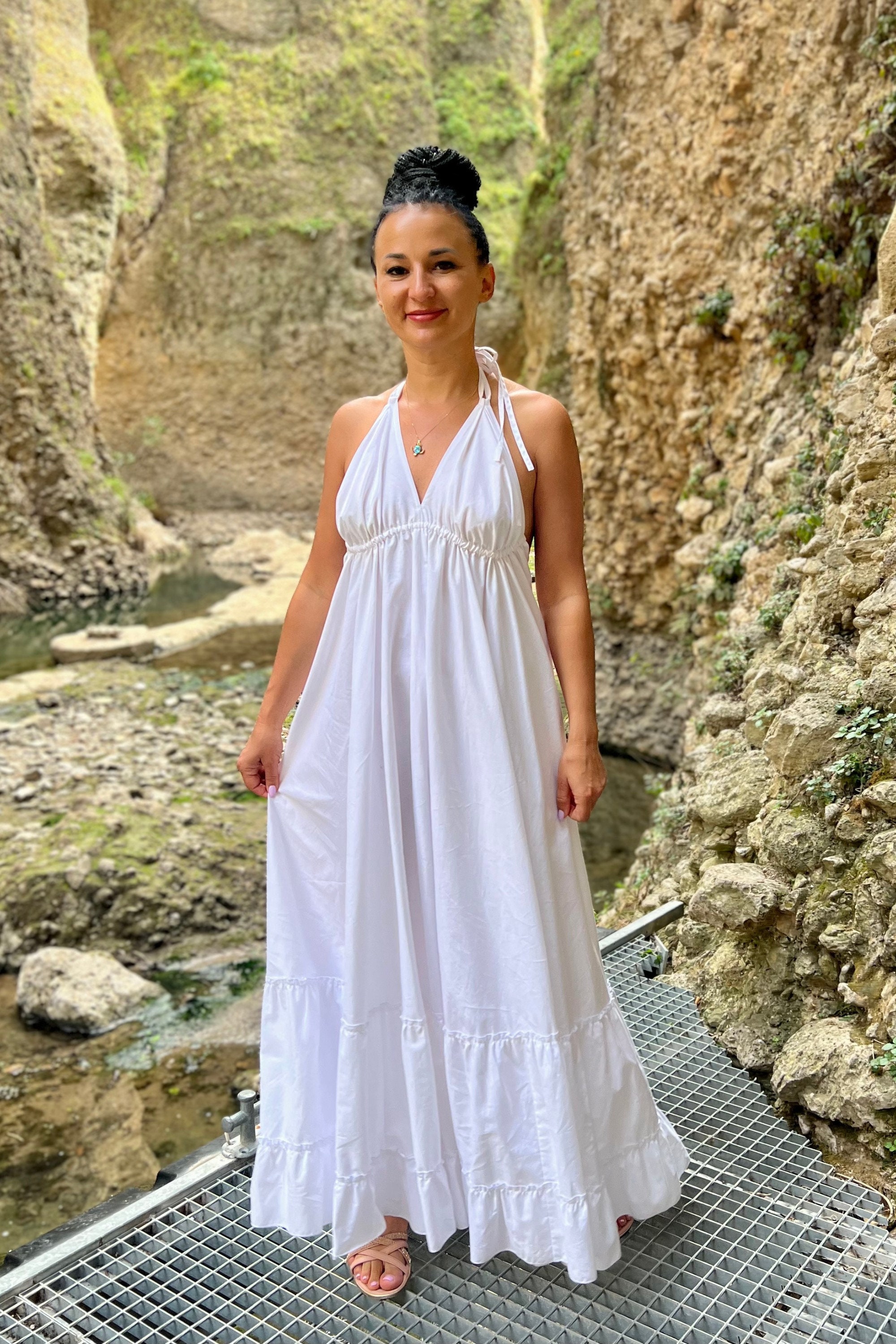 Simple white store bohemian dress