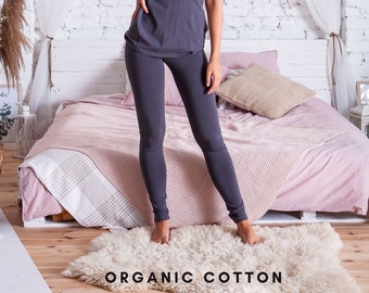 Organic Cotton Leggings, Grey Leggings, Gray Leggings, High Waisted Leggings, Leggings ladies, Leggings Plus Size, Leggings Cotton