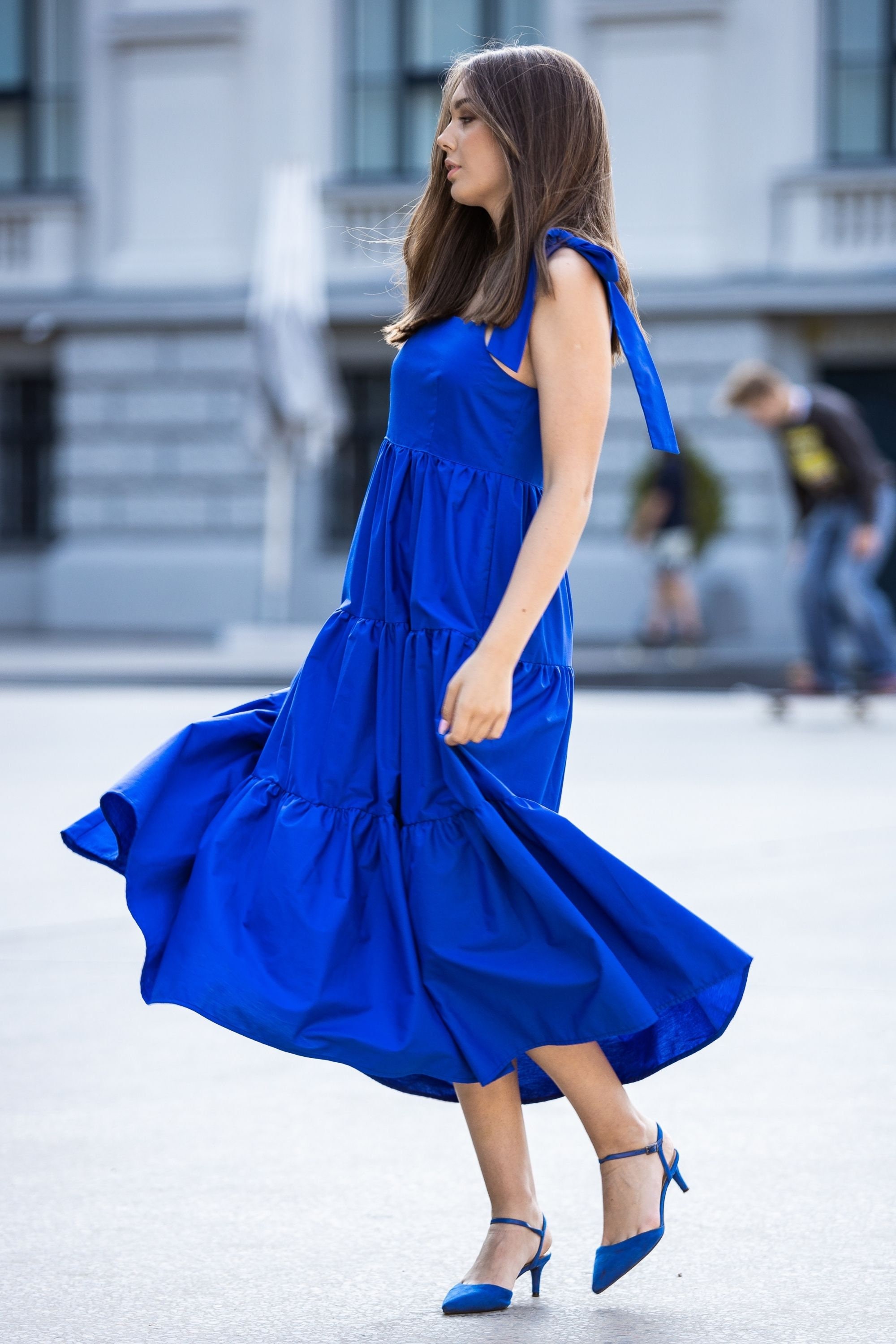WeLoveOrganic Cobalt Cotton Dress Organic Cotton Dress Summer Cotton Dress Comfortable Dress Cotton Dress Midi Cotton Dress Women Dress Blue Dress