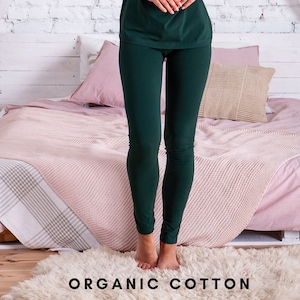 Organic Cotton Leggings, Dark Green leggings, High Waisted Leggings, Leggings ladies, Leggings Plus Size, Leggings Cotton, Lounge Leggings