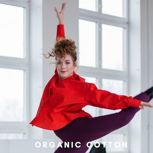 Organic Cotton Shirt, Organic Cotton Blouse, Red Shirt, Collar Shirt, Sustainable Closing, Elegant Blouse, Business Shirt, Plus Size Shirt