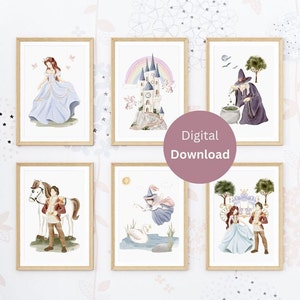 Girls Fairytale Nursery Print - Fairytale Theme Wall Decor - Baby Girls Princess Nursery Posters- Fairytale Nursery Decor - Girls Wall Art