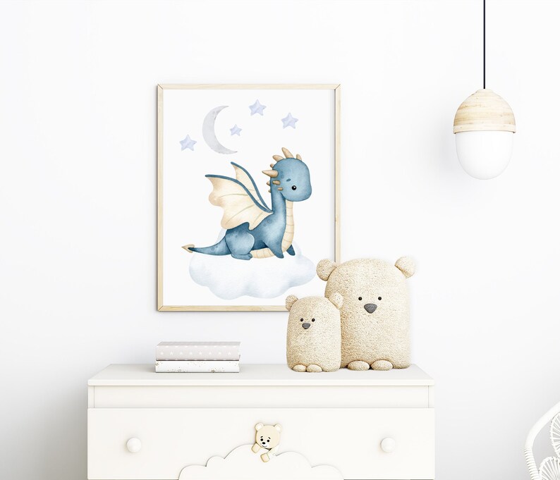 Personalized Dragon Nursery Prints - Custom Dragon Boy Name Wall Art ...