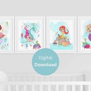 Mermaid Nursery Wall Art - Baby Girl Nursery Decor - Nursery Prints ...
