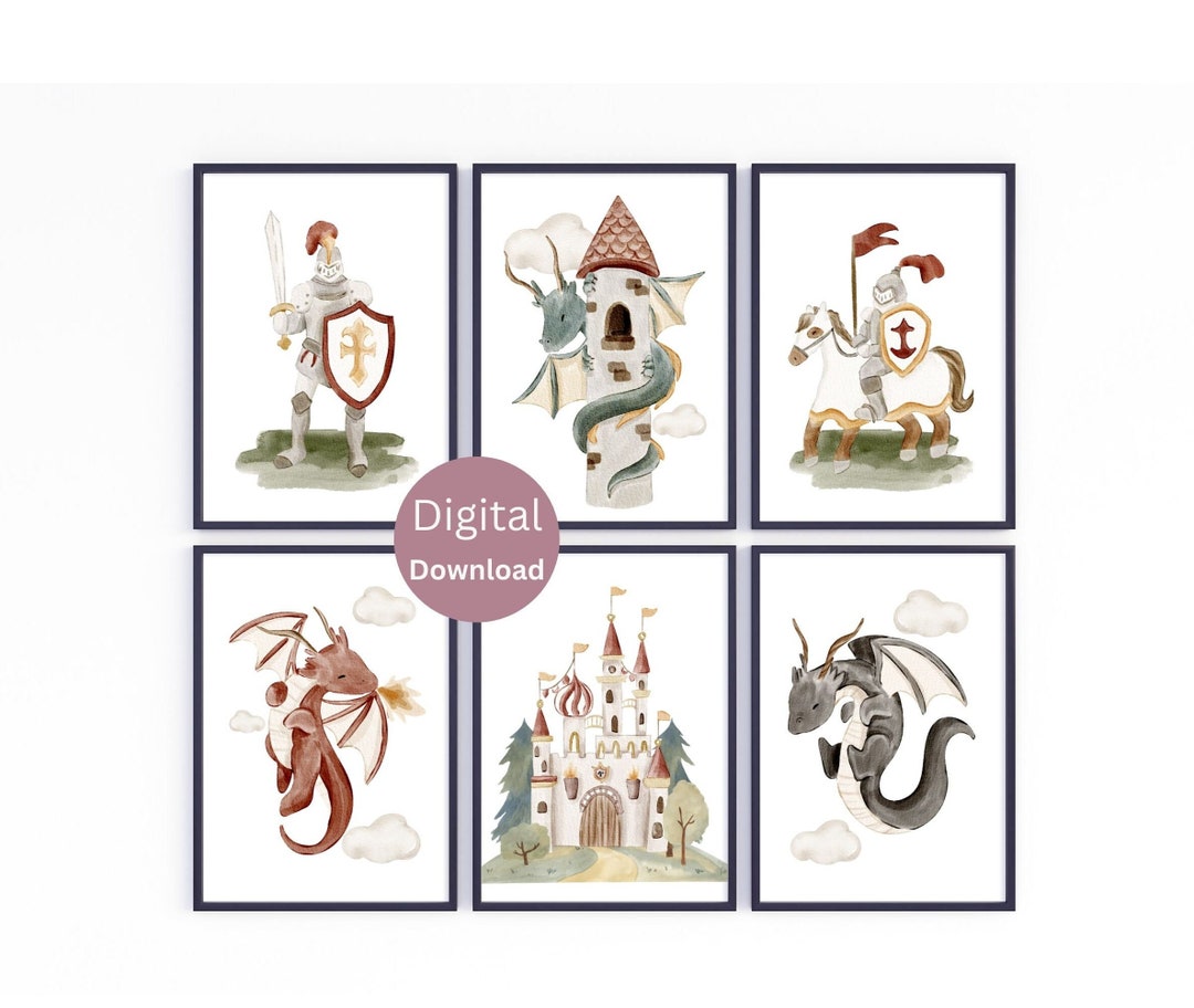 Fantasy Dragon Nursery for Boy - Fairytale Wall Art - Dragon Adventure ...