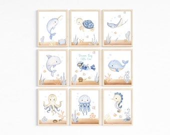 Under the Sea Nursery Decor Ocean Animals Wall Art Nautical - Etsy