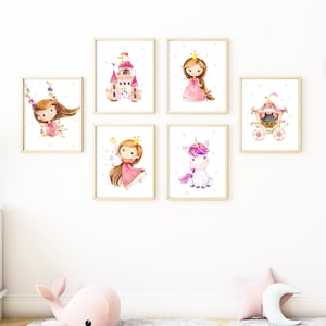 Princess Room Decor for Girls- Girl Room Wall Art- Princess Nursery- Unicorn Poster- Nursery Decor Princess- Playroom Decor for Girl-Pink.