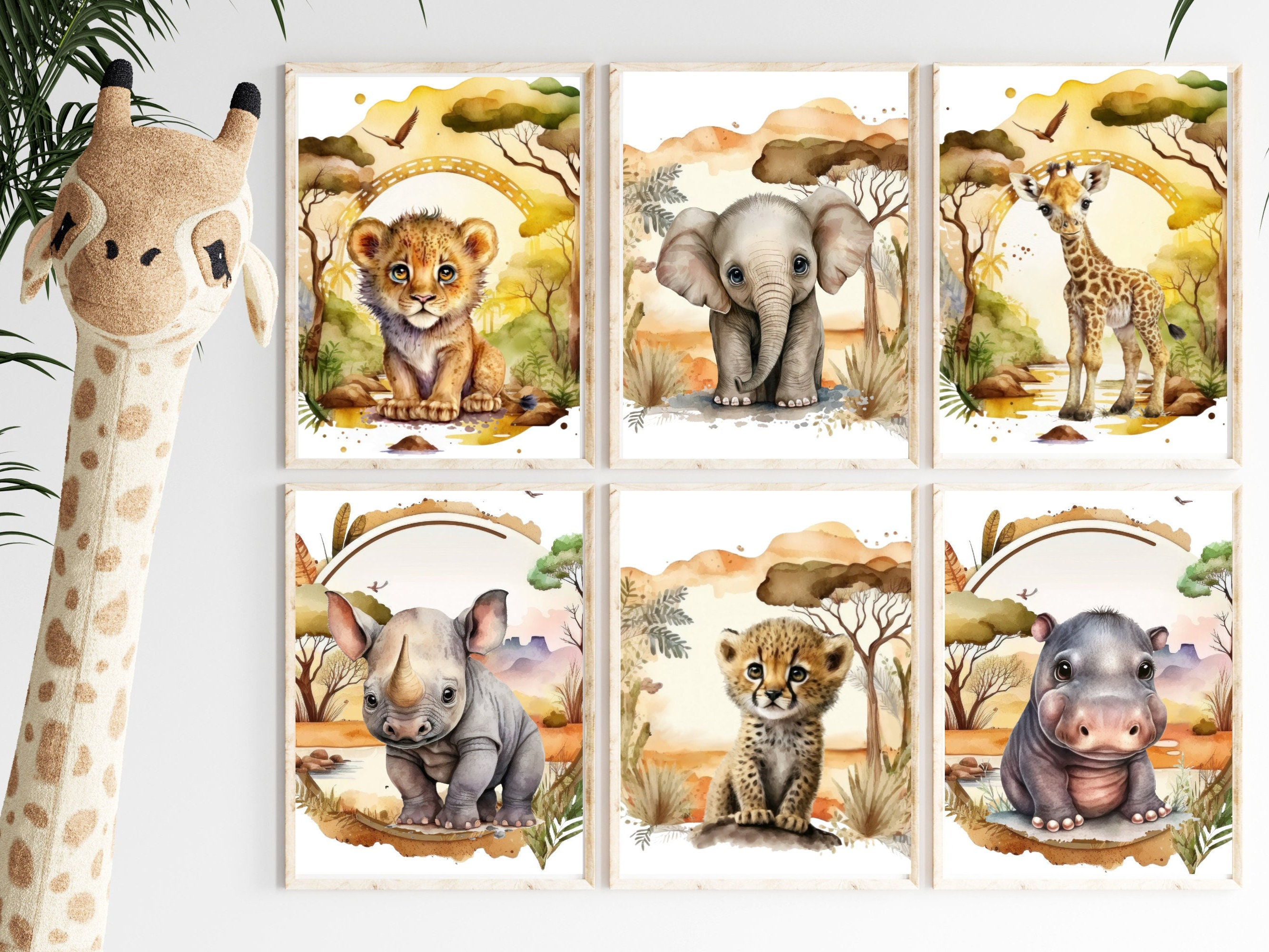 Nursery Safari Animals-jungle Animals Nursery Art- Baby Boy Nursery ...