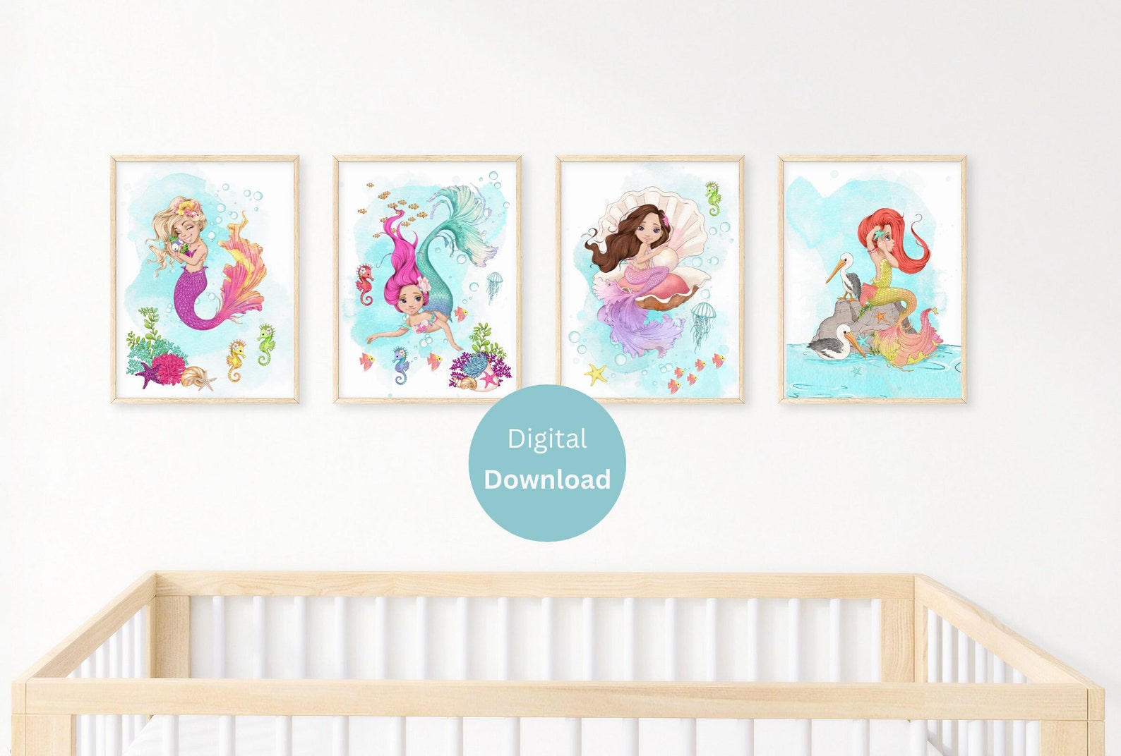 Mermaid Nursery Wall Art - Baby Girl Nursery Decor - Nursery Prints ...