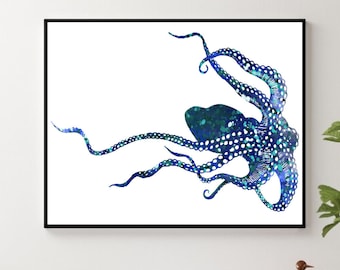 Octopus Art, Octopus Decor, Nursery Decor, Bathroom Wall Decor, Kid Room Decor, Room Decor, Wall Print, Octopus, Octopus Print, Gift For Her