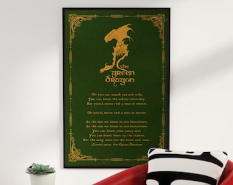 The Lord Of The Ring, Shire Print, Shire Art, Gift For Her, Middle Earth, The Green Dragon, The Green Dragon Sign, The Green Dragon Inn, Gif