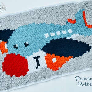 C2C Plane Graph - INSTANT DOWNLOAD - Crochet Graph - Crochet Pattern - Baby Blanket - Corner to Corner - Written