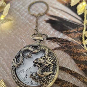 Dragon pocket watch keychain