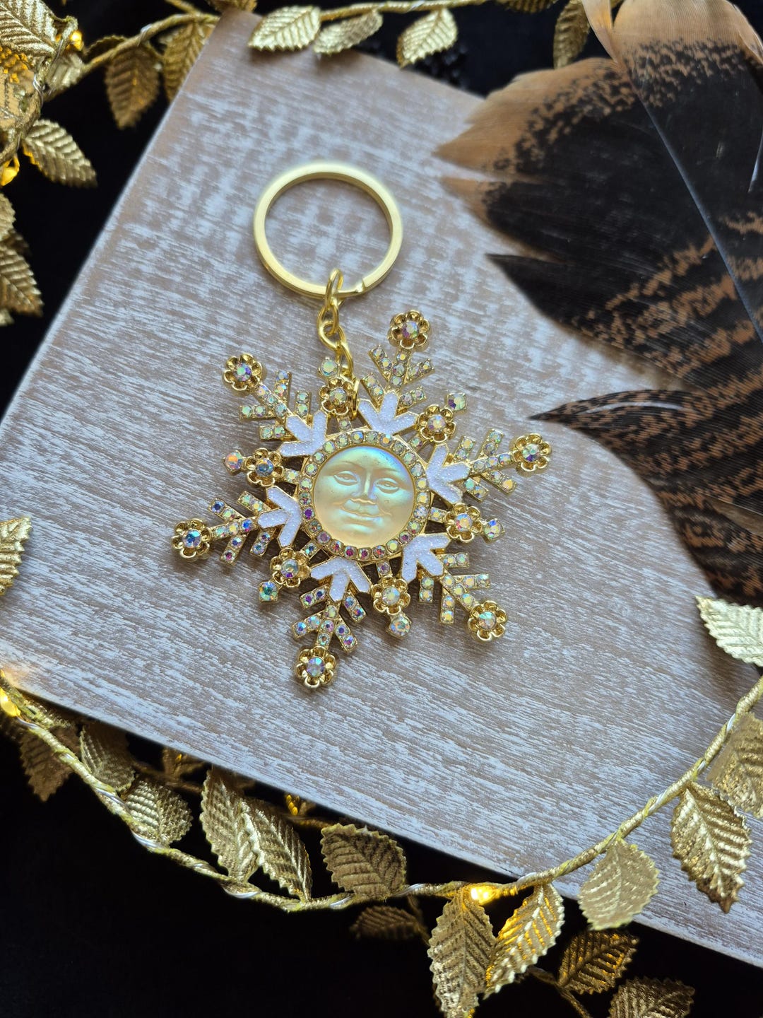Amazing Glass Key Rings Snowflake Key Ring in Glass With Iridescent and Shiny Reflections - Etsy