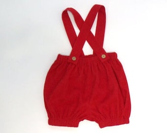 Baby corduroy outfit Shorts with straps Red corduroy girl shorts Baby boy girl summer outfit Boys suspender shorts set 1st birthday outfit