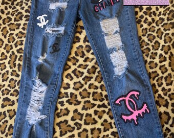 louis vuitton painted jeans