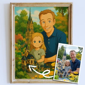 Benutzerdefinierte Ghibli Stil Familienporträt Digitaler Download von Ihrem Foto Personalisierte Anime Art Studio Ghibli Geschenk für Mama Papa Kinder Eltern zu Hause