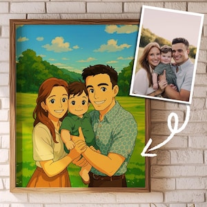 Benutzerdefinierte Ghibli Stil Familienporträt Digitaler Download von Ihrem Foto Personalisierte Anime Art Studio Ghibli Geschenk für Mama Papa Kinder Eltern zu Hause