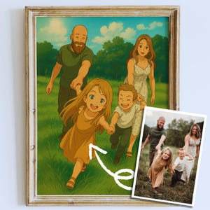 Benutzerdefinierte Ghibli Stil Familienporträt Digitaler Download von Ihrem Foto Personalisierte Anime Art Studio Ghibli Geschenk für Mama Papa Kinder Eltern zu Hause