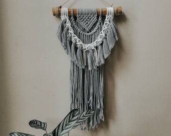 gray macrame wall hanging decor