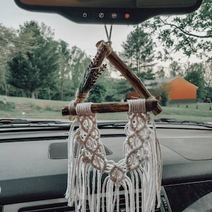 Boho Car Charm. Rear View Mirror Macrame - Etsy