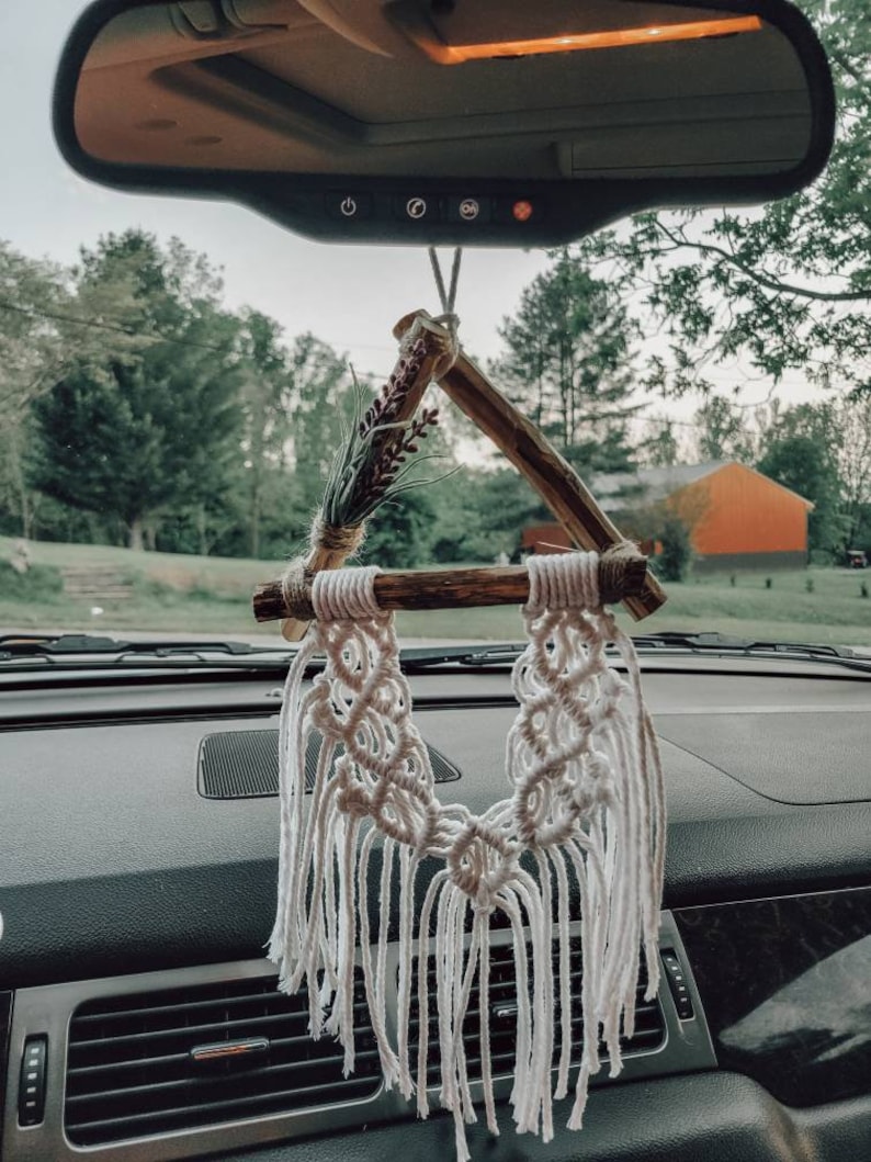 Boho Car Charm. Rear View Mirror Macrame | Etsy