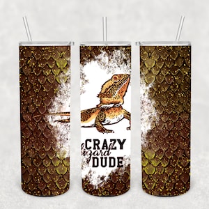 Crazy Lizard Dude, 20 oz Straight Skinny Tumbler Sublimation Design. PNG Digital Download