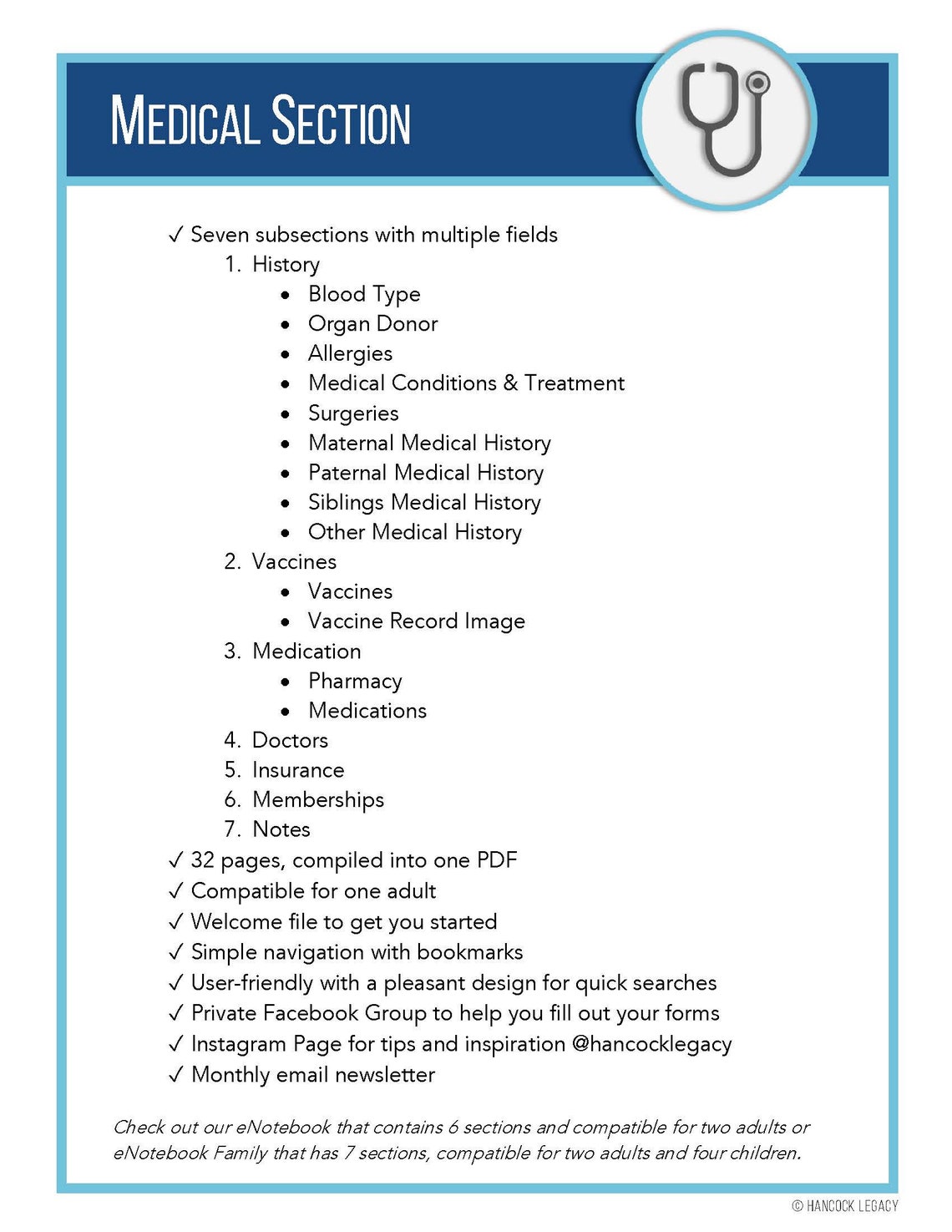 Medical History Binder 32 pages Digital Fillable Printable Etsy