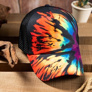 Mesh Patchwork Tie Dyed Print Baseball Cap