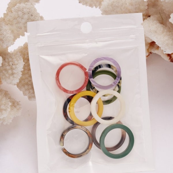 Mixed color resin acetate plate joint set ring 10pcs/set Black Friday deal