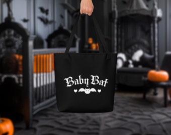 Baby Bat Tote Bag (Black) | Gothic Baby Bag | Gothic Baby Nursery | Starry Blue Designs