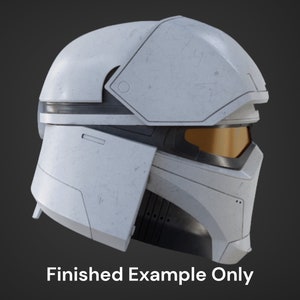 May include: A white helmet with a visor and a black chin strap. The helmet has a weathered, worn look.
