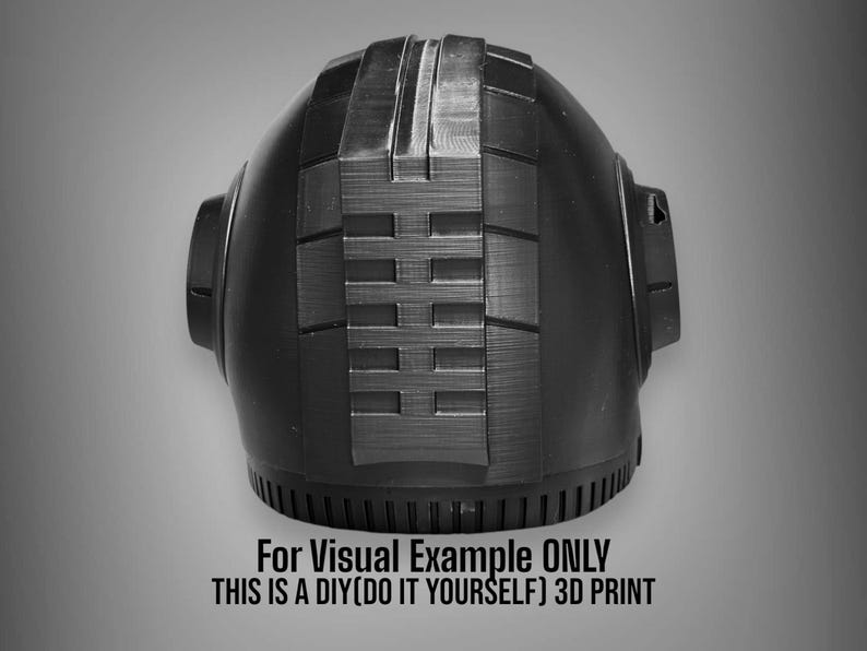May include: Black 3D printed helmet with a grid pattern on the back. For Visual Example ONLY. THIS IS A DIY (DO IT YOURSELF) 3D PRINT.