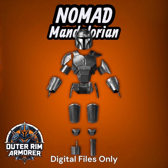 Mandalorian Nomad Armor and Helmet 3D Print STL | Cosplay Armor File | Pre-Keyed Prop Scaleable Digital Download