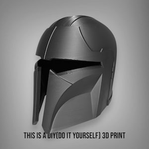 May include: A black 3D printed helmet with a visor and a textured surface. This is a DIY (Do It Yourself) 3D print.
