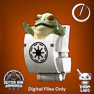 May include: A green alien figure with large orange eyes emerges from a white, Imperial-themed pod. The pod features a black Imperial symbol. The words "Digital Files Only" are at the bottom of the image.