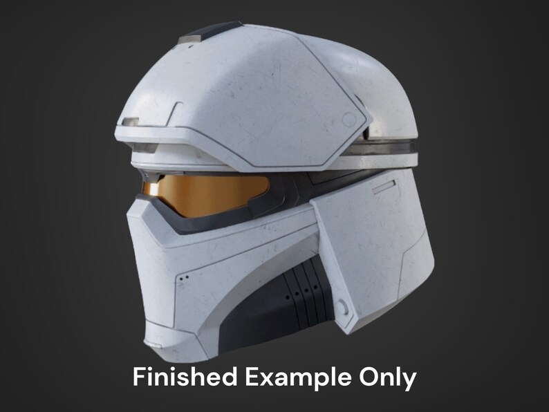 May include: White helmet with a black visor and a textured surface. The helmet has a raised section on the top and a black band around the middle.