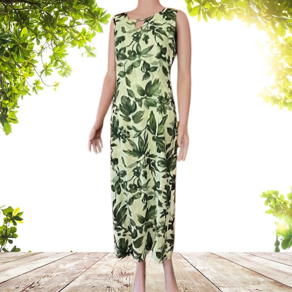 slim fit dress slacks Green Monstera Leaf Maxi Dress