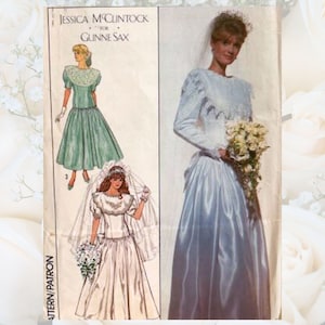 Vintage 1989 Wedding and Bridesmaid Dress Sewing Pattern Size 12 Simplicity 9009 Printed Uncut Factory Folded and Complete