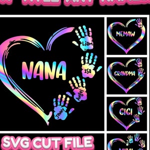 PERSONALIZABLE GRANDMA HEART  | Grandma Heart  Design | Grandma Mom Nana Mama Abuela Svg Cut File Design | Png | Svg | Eps | Dxf | Pdf