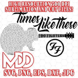 ギターの歌詞ワードアート：These Times SVG、PNG、DXF、EPS、PDF（デジタルダウンロード）