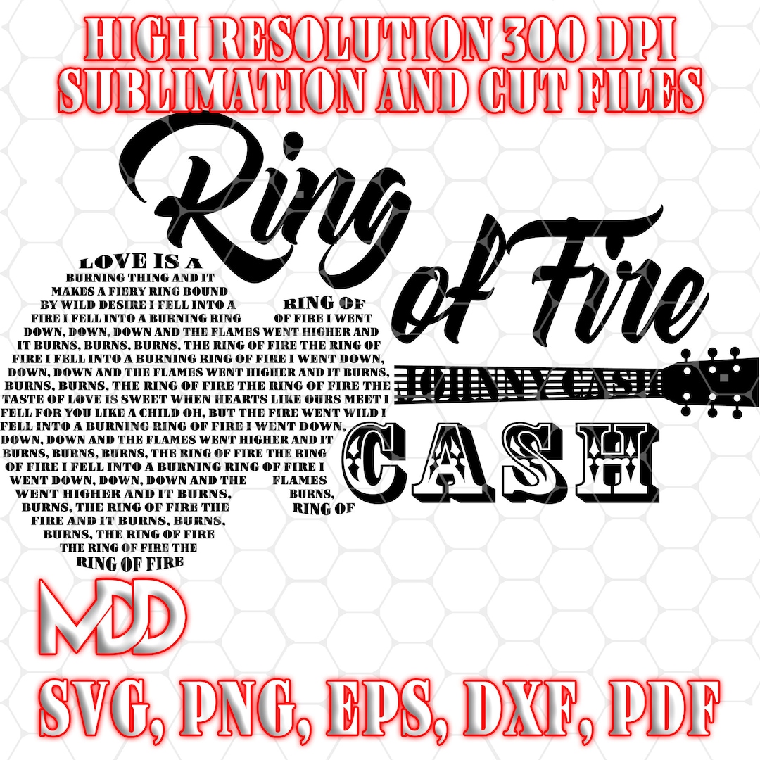 RING OF FIRE Ring of Fire Guitar Lyrics Svg Country Music Guitar Lyrics Svg Ring of Fire Svg Png