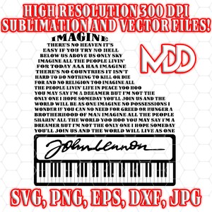 JOHN LENNON IMAGINE | Imagine Lyrics Svg | John Lennon | Imagine Lyrics | Imagine Piano Lyrics | John Lennon Lyrics | Png | Svg | Pdf