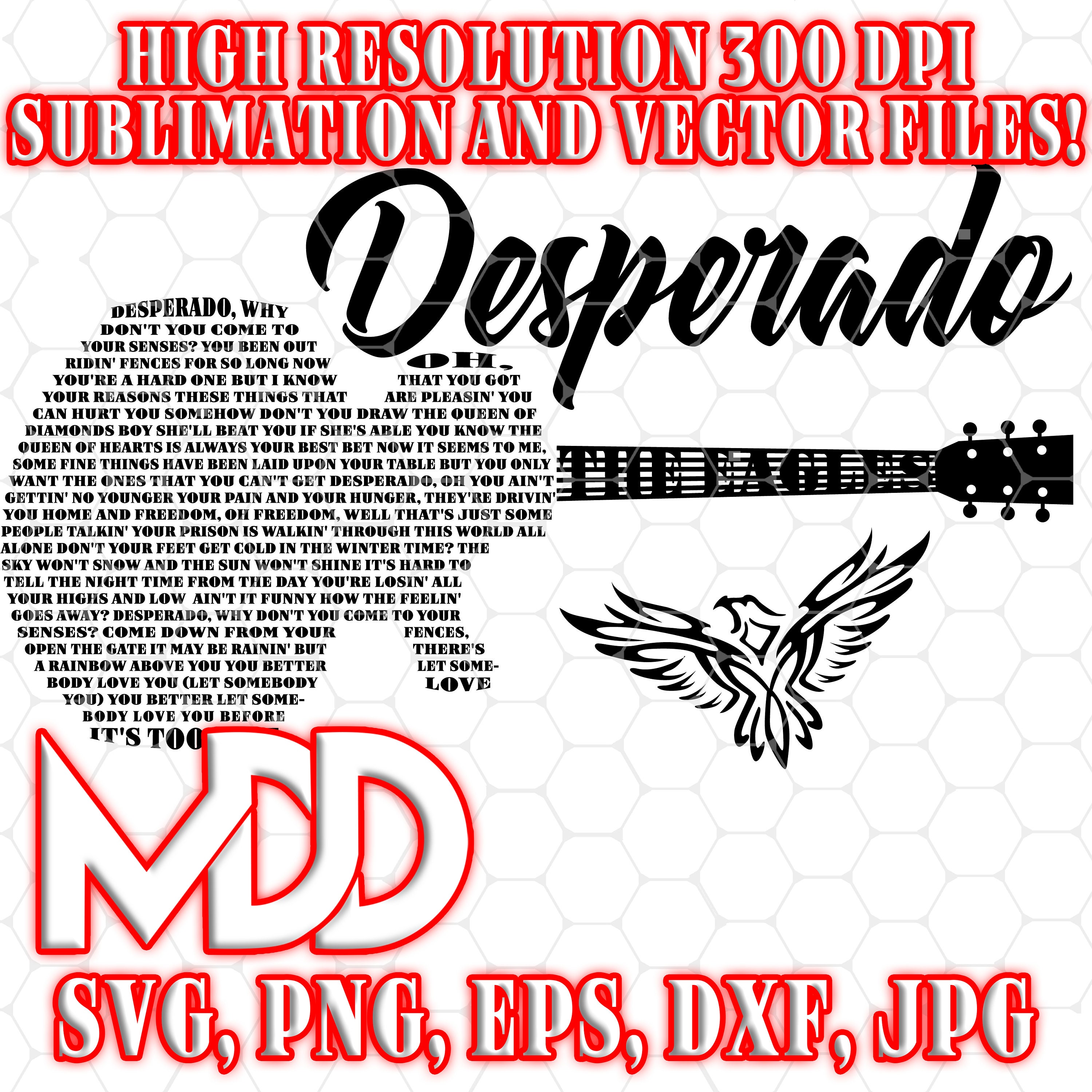 DESPERADO the Eagles Guitar Lyrics Svg Desperado Svg the 