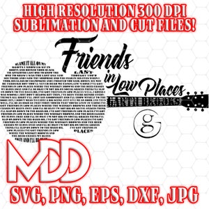 Arte de palavras para guitarra: letras de Friends Svg, PNG, Dxf, Eps, PDF