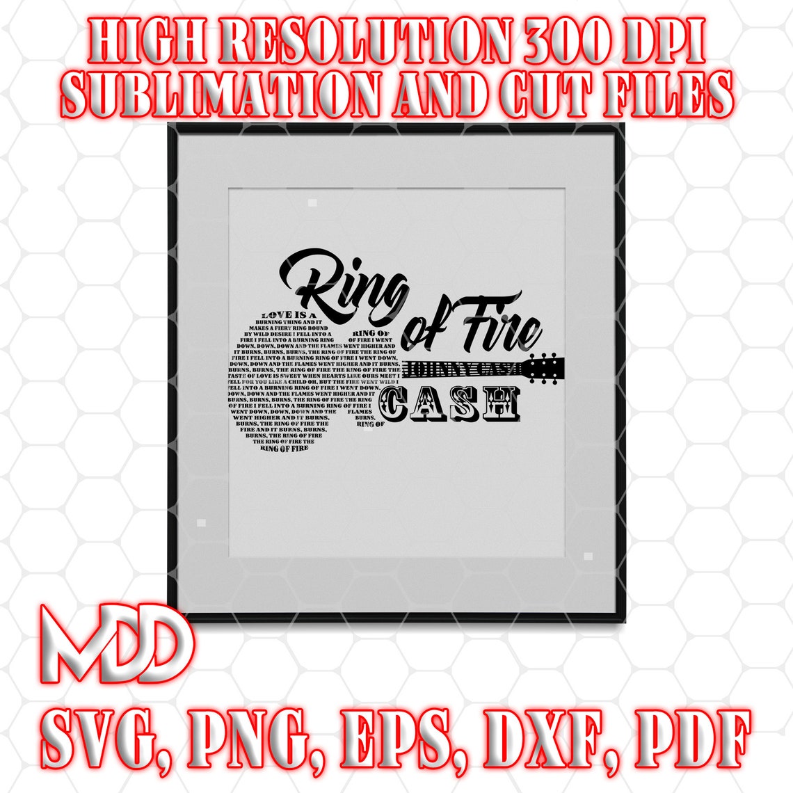 RING OF FIRE Ring of Fire Guitar Lyrics Svg Country Music Etsy