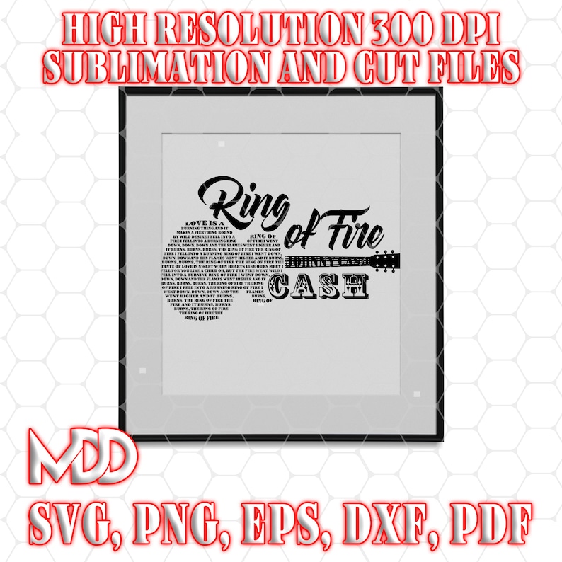 RING OF FIRE Ring of Fire Guitar Lyrics Svg Country Music Etsy