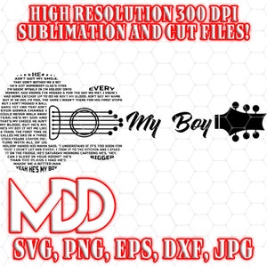ギターの歌詞ワードアート：「My Boy」SVG PNG DXF EPS Pdf（デジタルダウンロード）