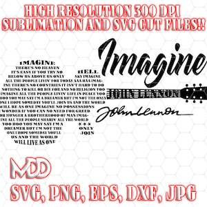 JOHN LENNON IMAGINE | Imagine Lyrics Svg | John Lennon | Imagine Lyrics | Imagine Guitar Lyrics | John Lennon Lyrics | Png | Svg | Pdf